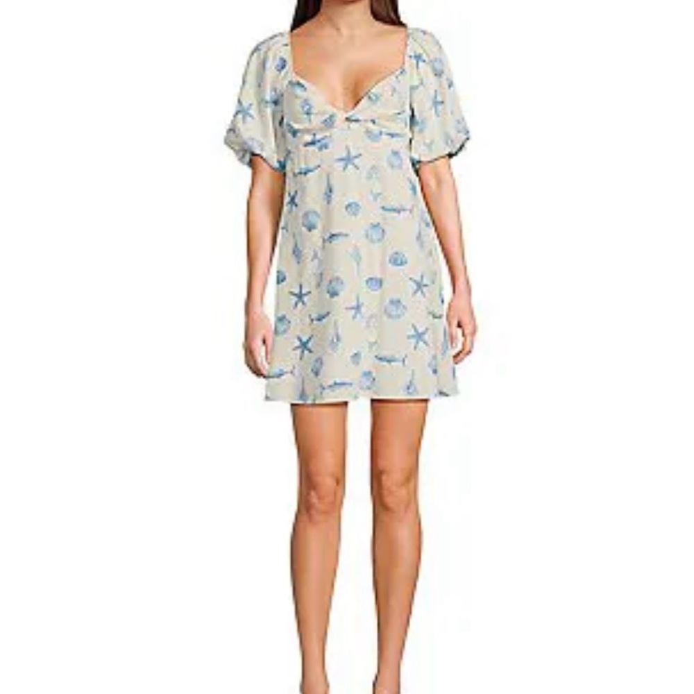 Copper Key Cream and Blue Starfish Swim Cover-Up